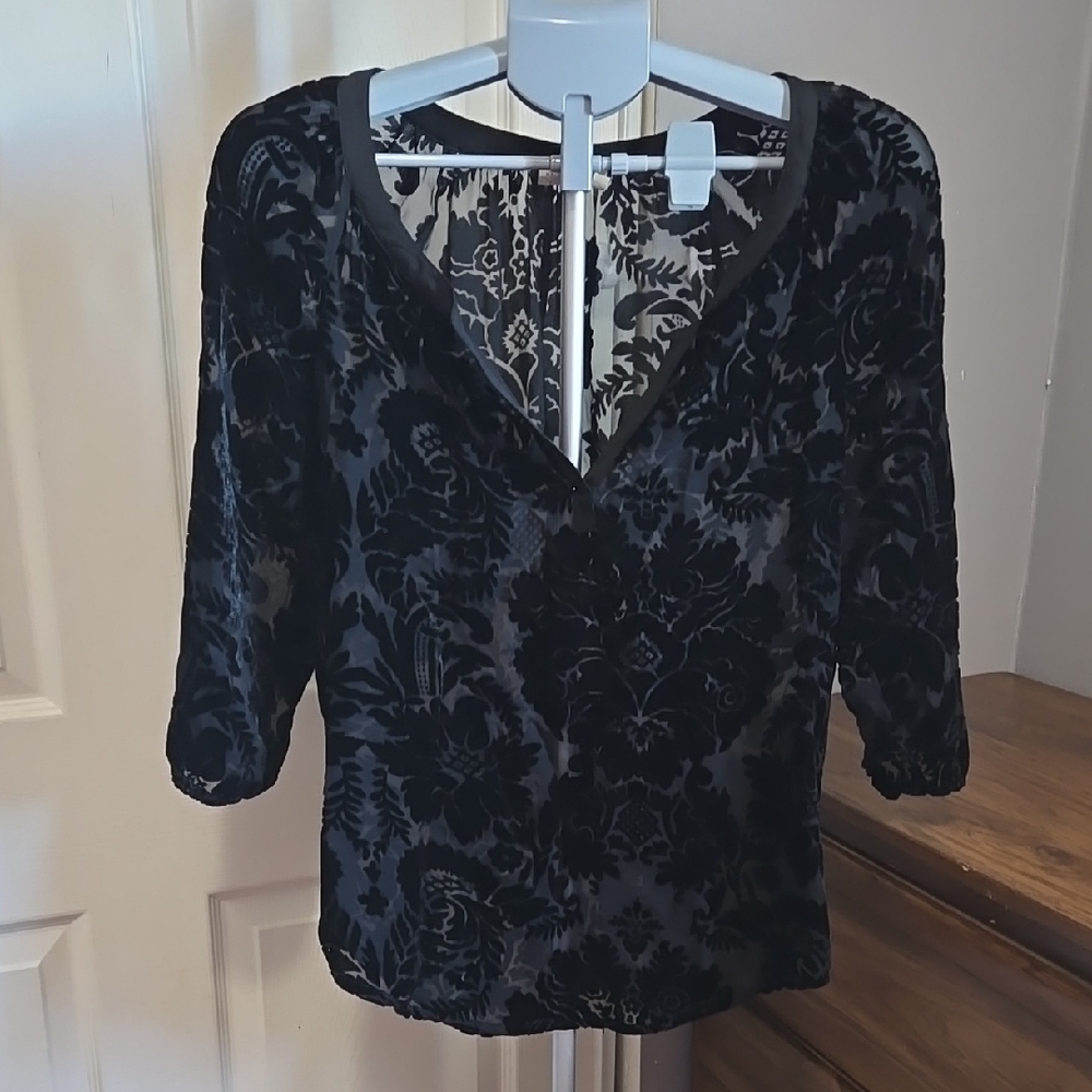 Meadow Rue Black Velvet Top Burnout Romantic Whimsigoth